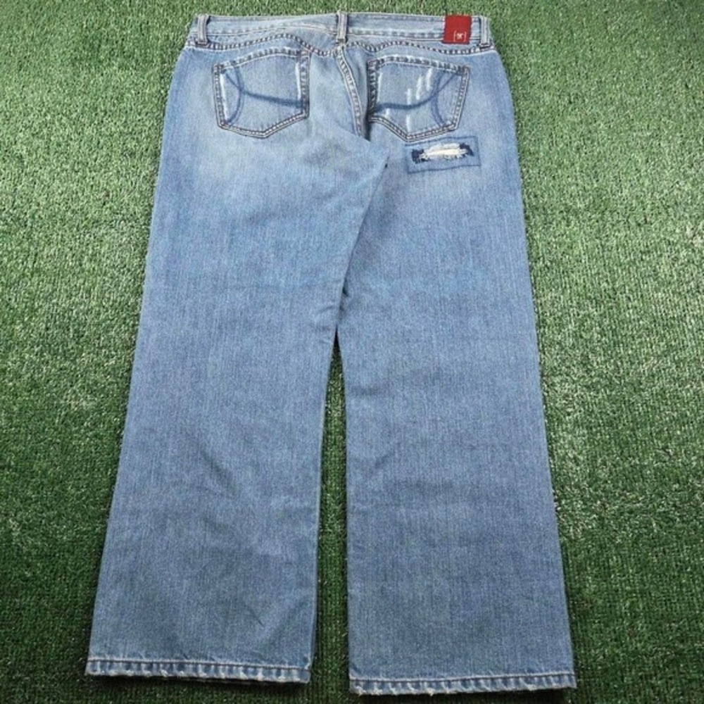 Y2K !iT Jeans‎ Mens Distressed Wide Leg Denim Light Wash Blue Size 31 34x30